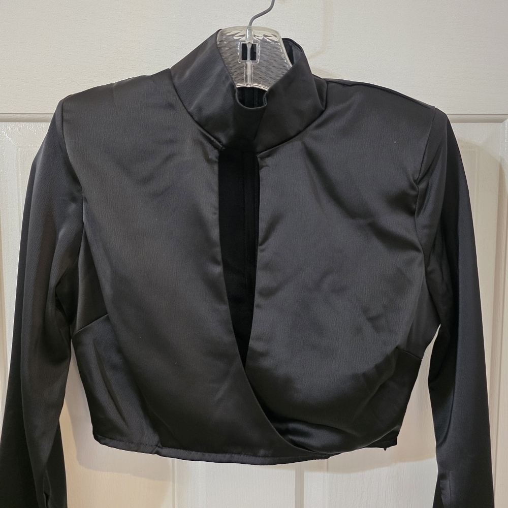 Nasty Gal Black Satin Crop Top